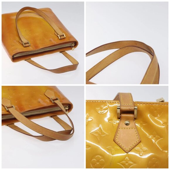 LOUIS VUITTON Monogram Vernis Houston Hand Bag Beige M91004 LV Auth BA3839 - Picture 16 of 16